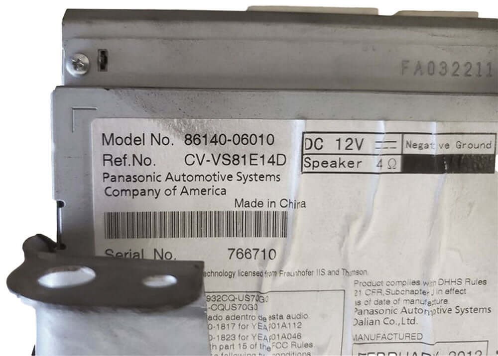 Used OEM 2012-2013 Toyota Camry Radio Display Receiver CD Player OEM 86140-06010