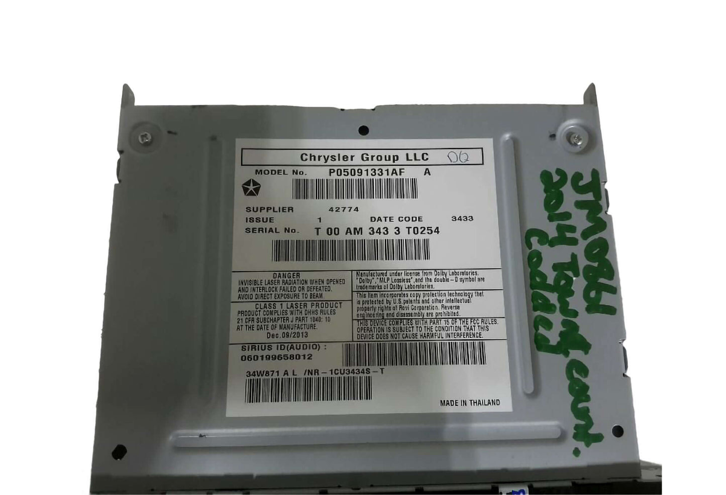 Used OEM 2012-2019 Dodge Caravan Radio Display Receiver with Navigation OEM
