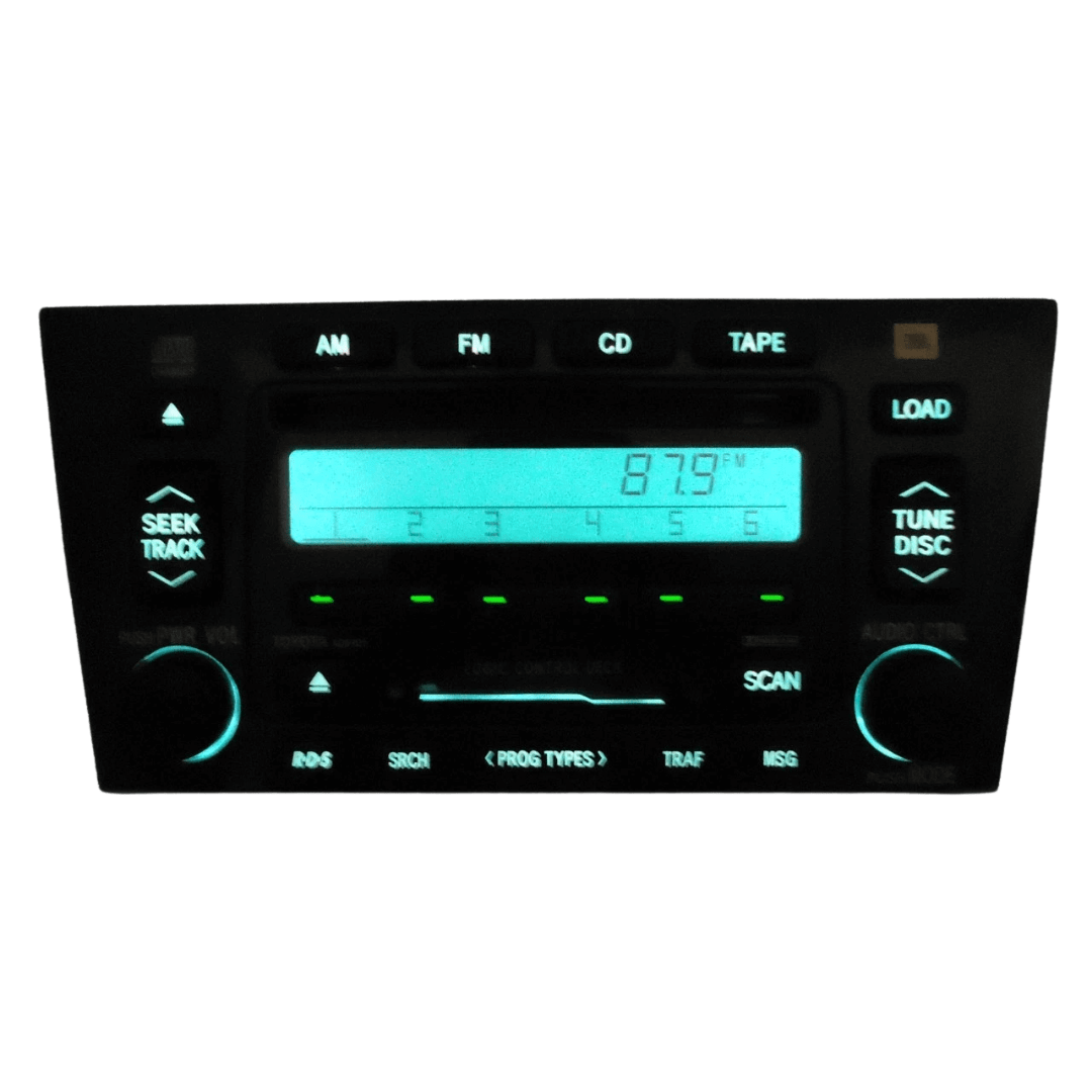 2000-2004 TOYOTA Avalon Radio JBL Stereo 6 CD Disc Tape Player AD6900 Black Face, used OEM part