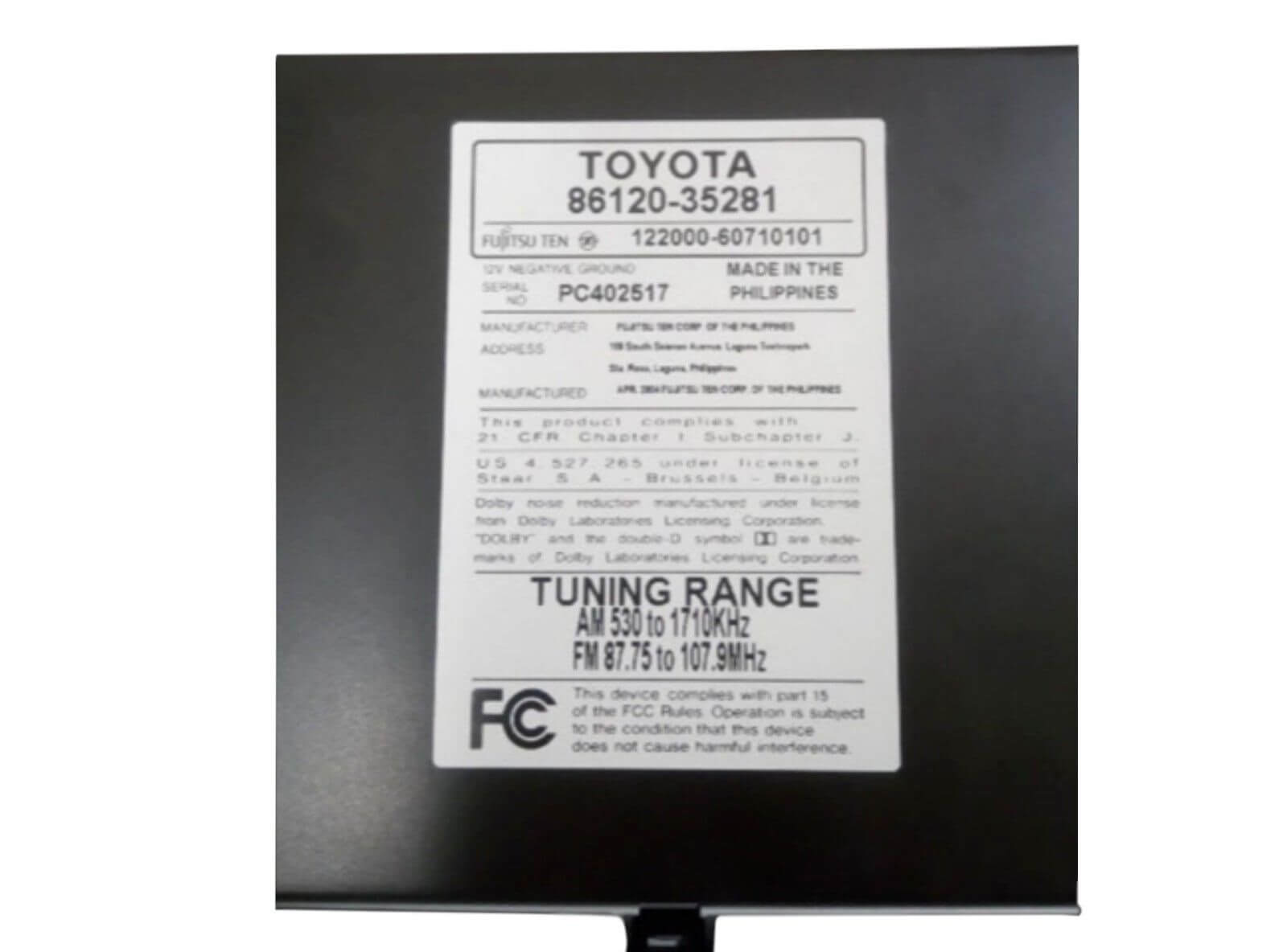 Used OEM 2003-2005 Toyota 4Runner Radio AM FM CD Cassette Player OEM